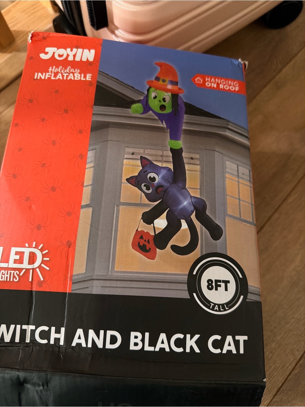 Black Cat and Witch Inflatable - Hanging on roof